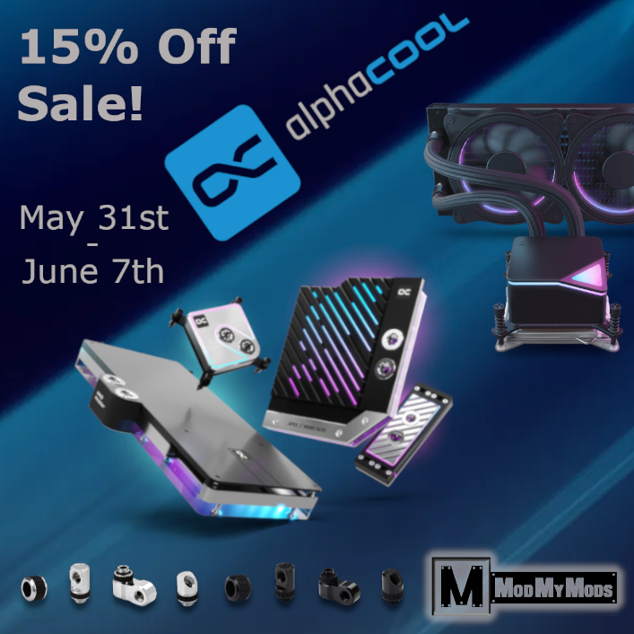 ModMyMods's tweet photo. Need a new water block, fittings, or any other parts for your PC? All @alphacool product's are 15% off from now until June 7th! Head to our store and get everything you need to finish your dream build!

#PCMR #Watercooling #PCBuild #Watercooledpc #Sale https://t.co/H7SFxwi02J