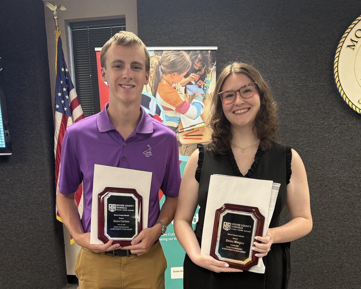 MooreSchools's tweet photo. 💡 Celebrating Innovation, Achievement, and Opportunity! 🚀

MCS recently hosted its third annual STEM and Technology Awards Day, recognizing outstanding students, educators, and programs that are helping shape the future through science, technology, engineering, and mathematics (STEM).

Congratulations to Pinecrest HS senior Reece Carlson and North Moore HS senior Emma Morgan, recipients of the 2026 Frick Technology Achievement Awards. Their accomplishments, leadership, and commitment to excellence exemplify the bright future of STEM education.

We congratulate the West Pine MS robotics team, “Zero Sugar Cherry Dr Pepper 2,” for earning first place in the district's Middle School Robotics Competition by demonstrating exceptional programming, engineering, and problem-solving skills.

Additionally, we are proud to recognize Kathy Slate of The Community Learning Center at Pinckney as the 2026 STEM and Computer Science Teacher of the Year for her dedication to inspiring students through innovative and engaging learning experiences.

A special thank you to Mr. Ed Frick for his continued investment in our students and to Interim Superintendent Jenny Purvis for highlighting the importance of STEM education in preparing students for tomorrow's opportunities.

Together, we are empowering the next generation of innovators, creators, and problem-solvers.

#MCSProud #STEMEducation #FutureReady #MooreCountySchools #EngageInspireSucceed