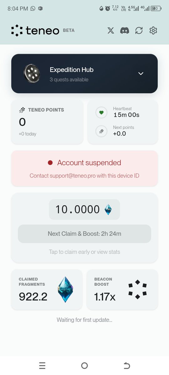 tedyyeddy's tweet photo. @teneo_protocol Why was my account suspended and I tried sending my Device ID to the email. Am getting this email address not valid as a response https://t.co/4AxHiZ3xjV