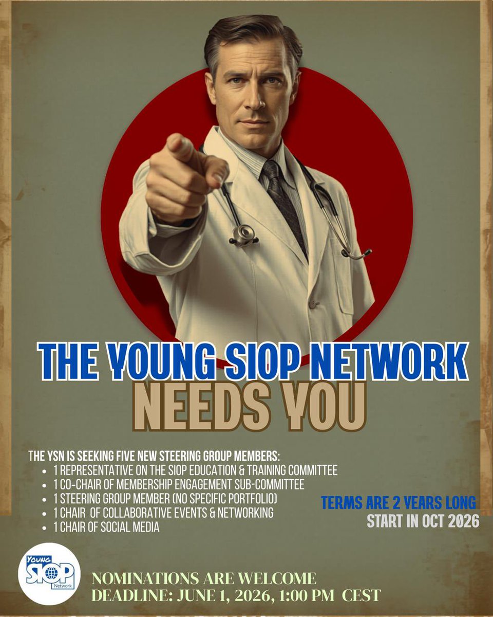 youngsiop's tweet photo. It’s not too late—run for a position on the Young SIOP Board of Directors. The deadline is June 1. Let’s harness the power of young oncologists. #WeAreYoungSIOP https://t.co/2sfjsqVIrw