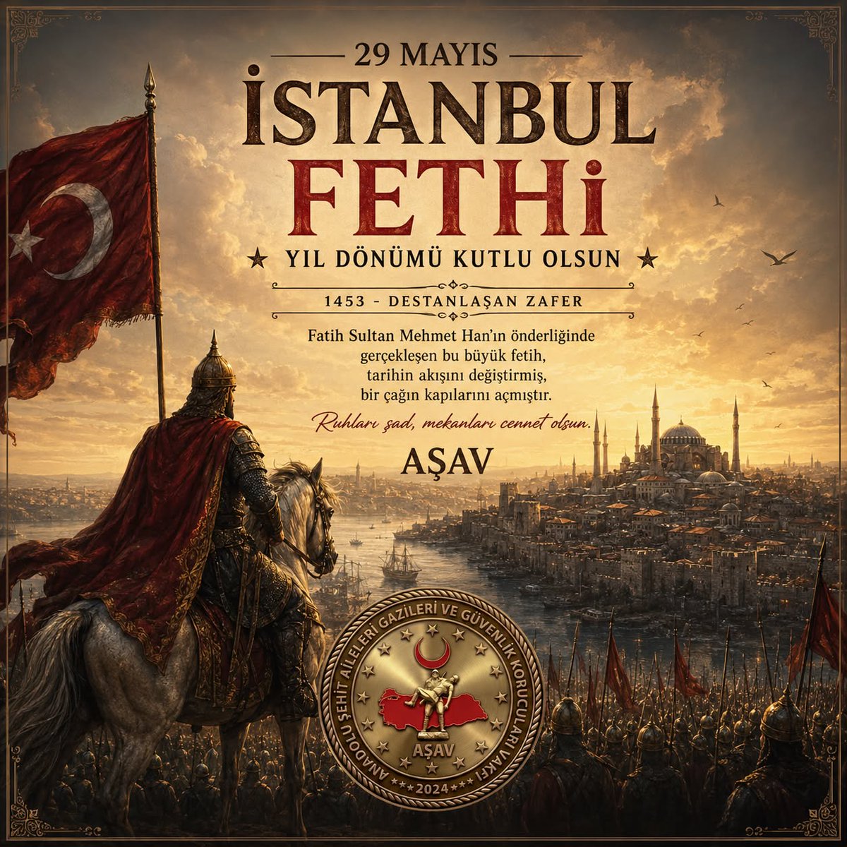 AsavBatman's tweet photo. 📍İstanbul’un Fethi’nin 573’üncü yıl dönümü kutlu olsun.

“İstanbul Elbette Fetholunacaktır; Onu Fetheden Kumandan Ne Güzel Kumandan, Onu Fetheden Asker Ne Güzel Askerdir” 

Hz.Peygamber efendimizin övgüsüne mazhar olan İstanbul'u fetheden çağların fatihi kutlu komutan Fatih Sultan Mehmet Han ve şanlı ordusunun fethi; tarihin akışını değiştiren, bir çağı kapatıp yeni bir çağı açan eşsiz bir zafer oldu.

İstanbul’un Fethi’nin 573’üncü yıl dönümünü kutluyor; Peygamber Efendimiz Hz. Muhammed (s.a.v.)’in müjdesine mazhar olarak İstanbul’u fetheden Fatih Sultan Mehmet Han ve Kahraman ecdadımızı rahmet, minnet ve saygıyla anıyorum.

 #istanbulunfethi
@rterdogan 
@hasandogan
@mustafaciftcitr 
@kubrayigitbasi 
@valialicelik 
@canalpekrem 
@valituncayakkoyun 
@ZiyaSozen
@asavvakfibatman 
@ashb_sehitgazi