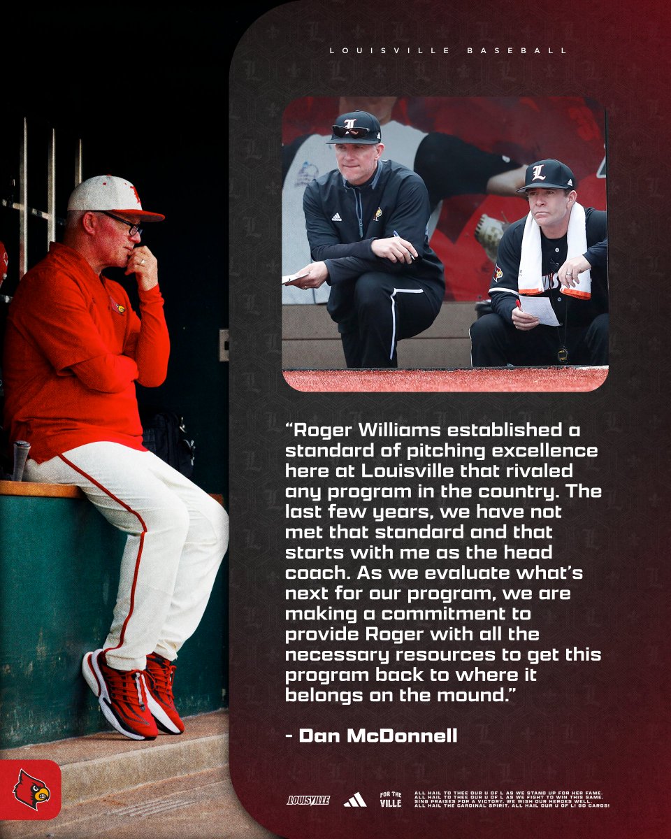 LouisvilleBSB's tweet photo. An enhanced commitment on the mound.

Roger Williams → Pitching Coordinator

More resources, more staff coming soon.

📰 https://t.co/E7wtM32NEb

#GoCards https://t.co/Rx41mdqfnb