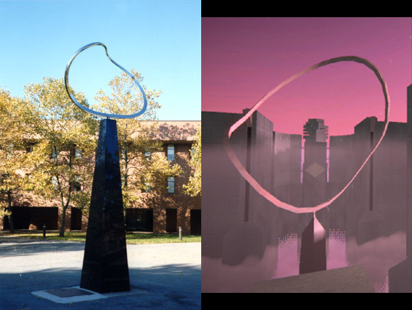 Tarkensplat's tweet photo. Just finished the final polish pass for level 3. Now I will clean up the level select and maybe do an audio pass to get ready for a potential demo build (with updated graphics).

Here's a look at the ring in GWIII, based of a sculpture I used to pass by in school. https://t.co/pgHiRNASfj