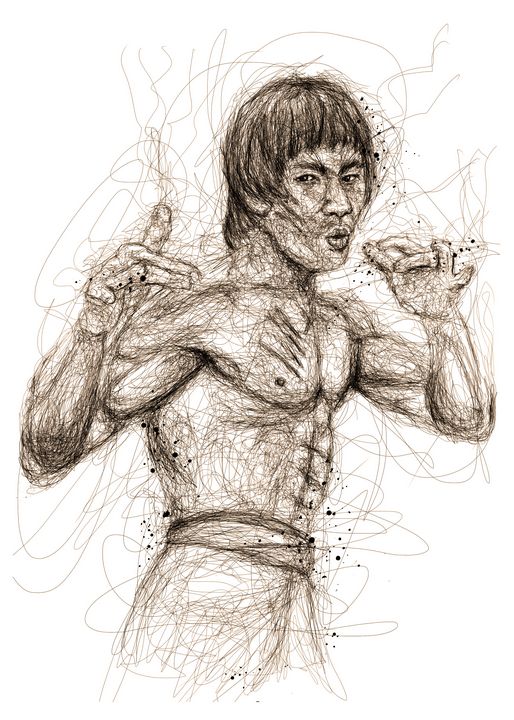 alizmann's tweet photo. Art of the Day! "bruce lee scribbles". Buy at: https://t.co/fPPZF7ShIx https://t.co/YkJyIHzRWg
