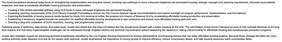 dillonliam's tweet photo. LA Council Committee reviewing the city's mansion tax/Measure ULA decides NOT to recommend a November ballot measure to make changes. Chair @YsabelJuradoLA says it's too early to evaluate the tax's long-term effects. https://t.co/Gy1eAV9oXs