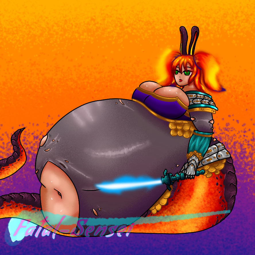 FatalSense78604's tweet photo. Behold! A recent comm from an anonymous user of their newly transformed magma snek oc, Aella! She used to be a bunny girl, but spending a lot of time around Shaz'je can have... strange effects on them. https://t.co/p74ZnrTR8I