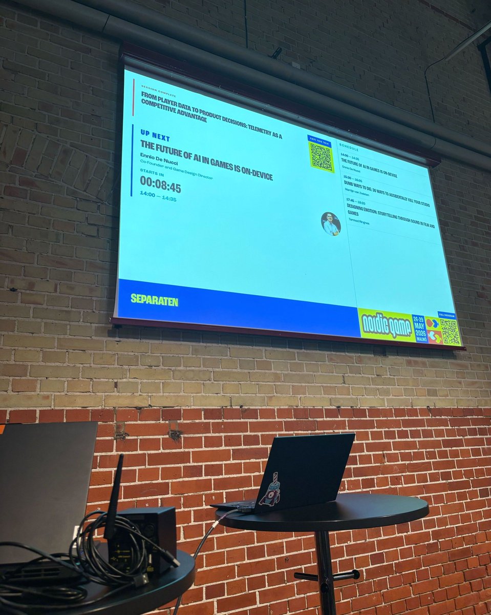 StudioAtelico's tweet photo. At Nordic Game, our Co-Founder Ennio De Nucci made the case for artist-controlled, on-device AI in games: supporting creativity, authorship, and player experience without cloud inference and its costs.

Next stop: Meet Piero, our CEO &amp; Co-Founder @ Summer of AI in Haarlem. 👋 https://t.co/O0Ix5iZhxv