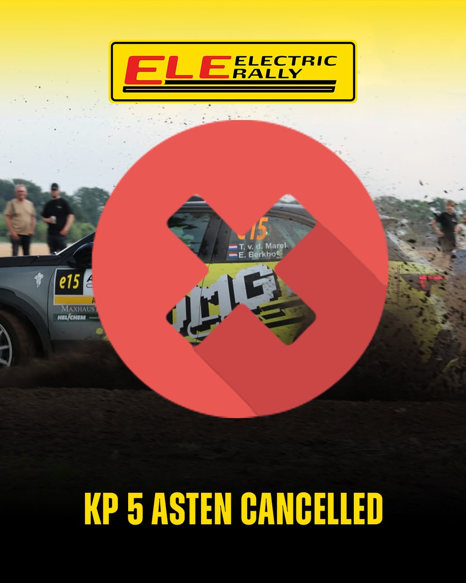 ELE_Rally's tweet photo. KP5 Asten is gecancelled!

Voor de electric rally is KP5 Asten gecancelled❌ https://t.co/Kv8KohtJOI