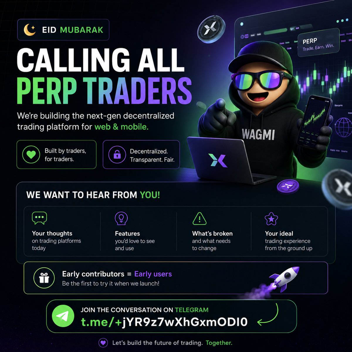 DeFiCapt0's tweet photo. We’re building a next-gen decentralized trading platform for web & mobile, and we want feedback from real perp traders.
We’d love to hear your thoughts on: • Features you want
• Trading experience
• Problems with current platforms
• What an ideal trading platform should look like
Early contributors will also become early users of the platform.

Join the discussion 👇
https://t.co/UfTaor3RKX