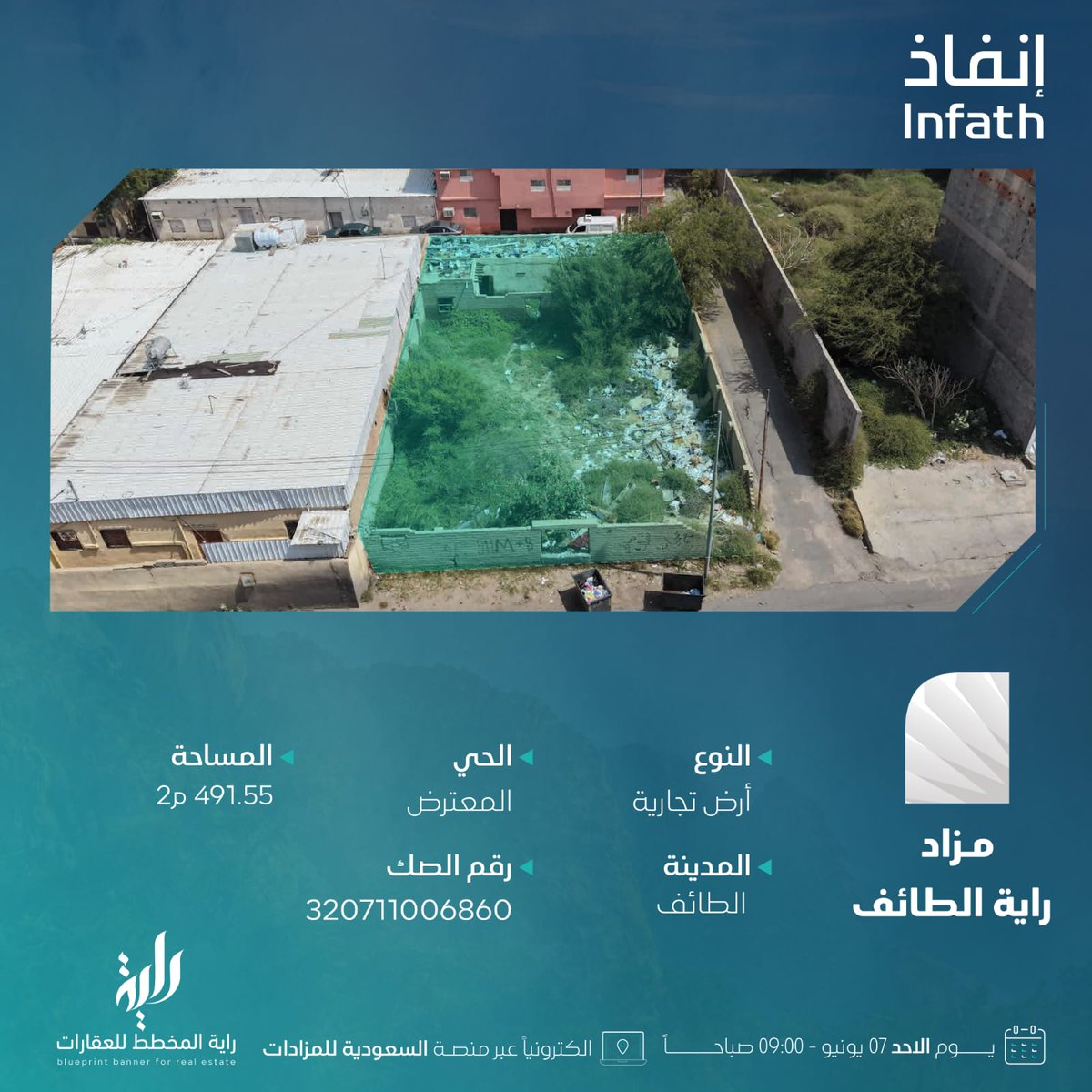eaqarati's tweet photo. من الفرص الاستثمارية في #مزاد_راية_الطائف
أرض تجارية في حي #المعترض الشارع كله مبني محلات تجارية
رابط المزاد:
https://t.co/tol7k7Jodn…
للتواصل و الاستفسار:
0557115660
0550272660 https://t.co/67Dbsi8DMa