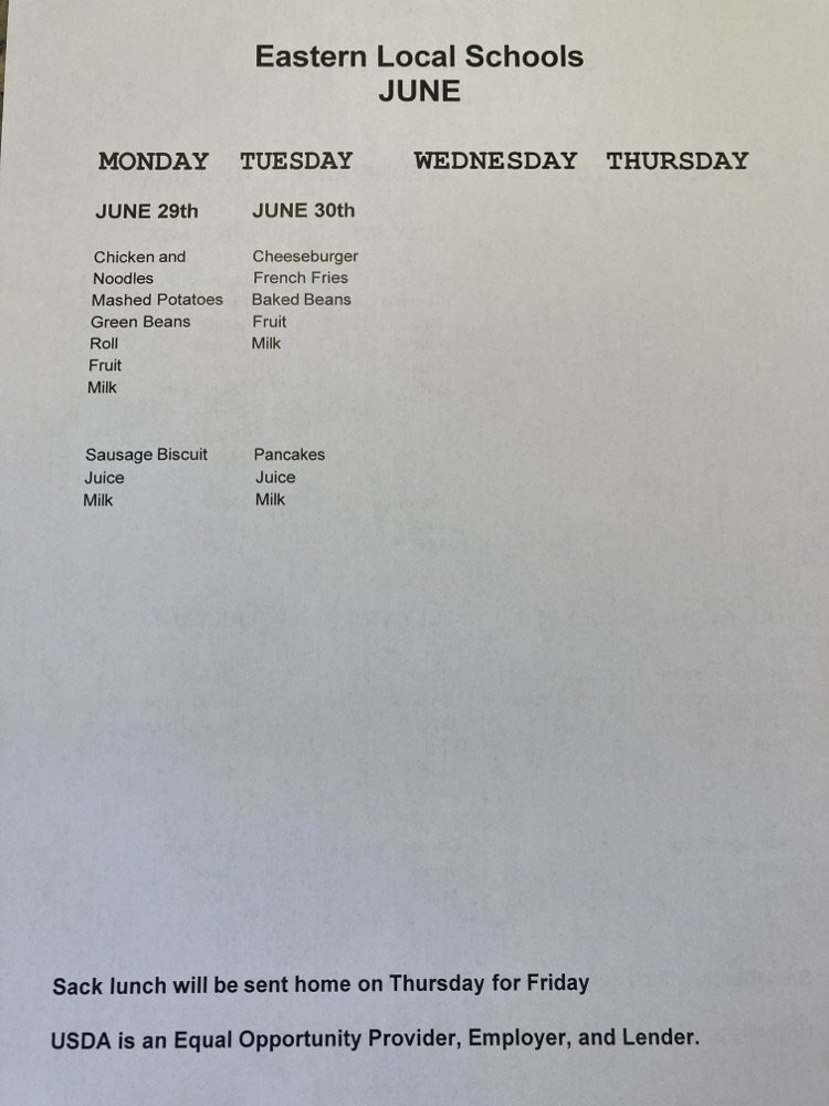 EasternLocalSD's tweet photo. Please join us June 1st through August 13th for our annual Summer Feeding Program. Meals can be picked up at door #22 or in the cafeteria from 11:00 - 1:00 (Monday through Thursday). Be sure to spread the word about this great program for students! https://t.co/4BtkZaXeKh