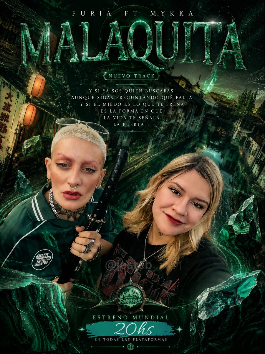 jesreb_'s tweet photo. 💚✨HOY EL VERDE SE APODERA DE TODO✨💚

“MALAQUITA” ya está lista para salir al mundo 🌍
Un nuevo track de Furia ft Mykka que mezcla energía, fuerza y nuevas oportunidades 🔮⚔️

⏰ Estreno mundial — 20hs
🎧 En todas las plataformas
🔔https://t.co/JnC8OkHZLq

#GranFuria https://t.co/QQ3W846myE