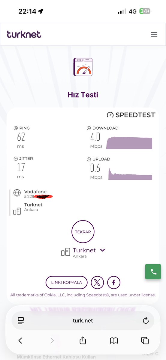EnderSumerr's tweet photo. Ekranda 4G çekiyor görünüyor ama internet resmen yok! Rize/Hemşin Yaltkaya (Konum: 3W97+5W2) bölgesinde aldığım hızlar ektedir Sayfalar açılmıyor, iletişim kuramıyoruz. Acil bölge kontrolü ve şebeke optimizasyonu talep ediyorum! @VodafoneDestek @VodafoneTR https://t.co/uG5XZXJGZa