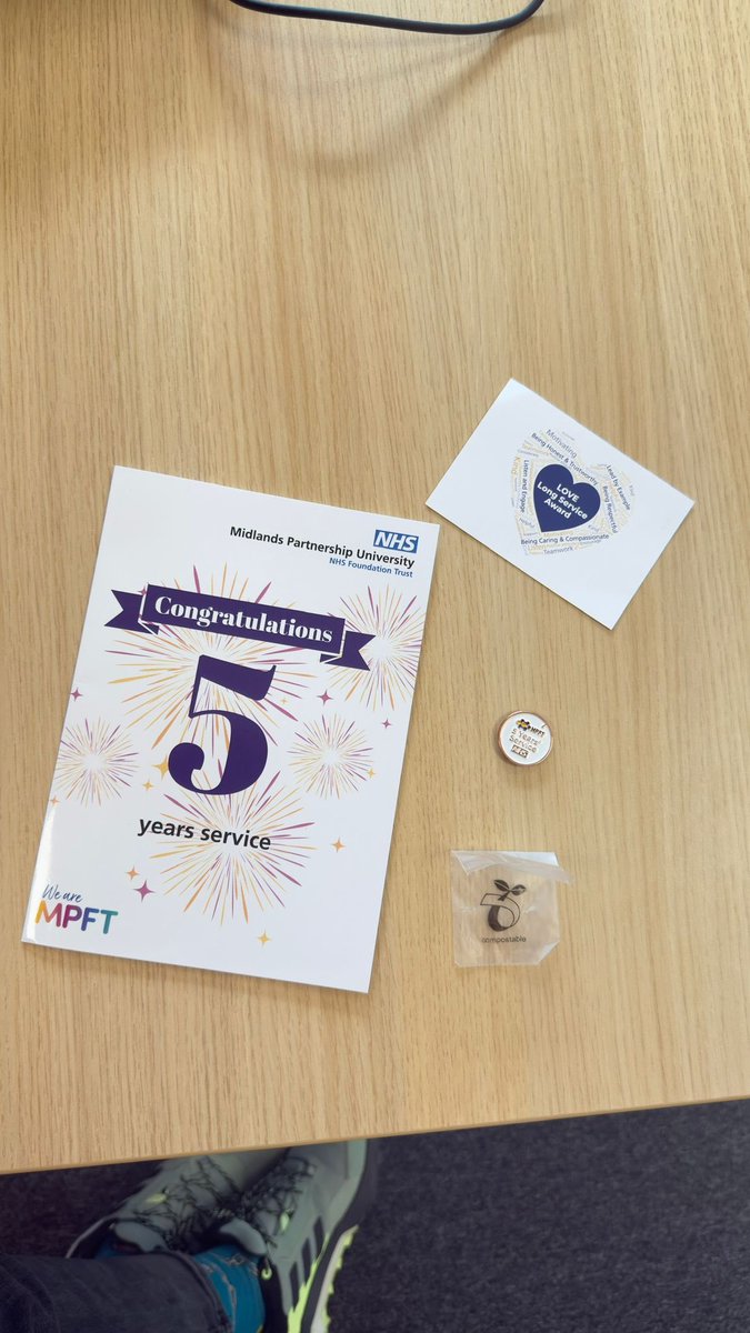 Shupadex's tweet photo. These came in last week. 
I am grateful to have reached 5 years of service with Midlands Partnership University NHS Foundation Trust (MPFT).

It’s been a journey of learning, growth, and continuous development—both professionally and personally. #LOVEIsmpft https://t.co/fKpJwSvD7G