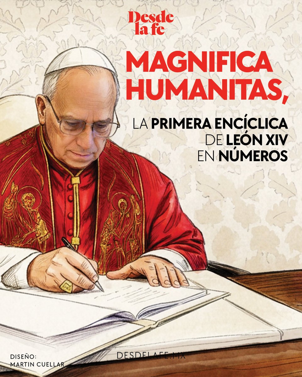 DesdeLaFeMx's tweet photo. Quizá no esperabas que una encíclica sobre Inteligencia Artificial hablara tanto de amor, dignidad y paz. 🤖📖

🤓 Así se ve Magnifica Humanitas en números:
https://t.co/KuvTO8uHJv

#Encíclica #PapaLeónXIV #InteligenciaArtificial https://t.co/prEt5yUXA3