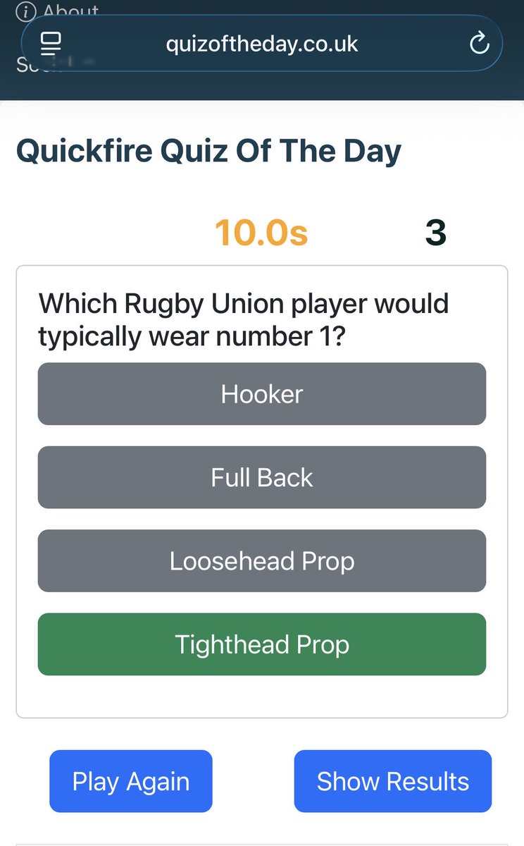 blondesoj's tweet photo. @QuizOTDay incorrect. Correct answer is loosehead! Number 3 is tighthead. https://t.co/qqp5Tyi0yf