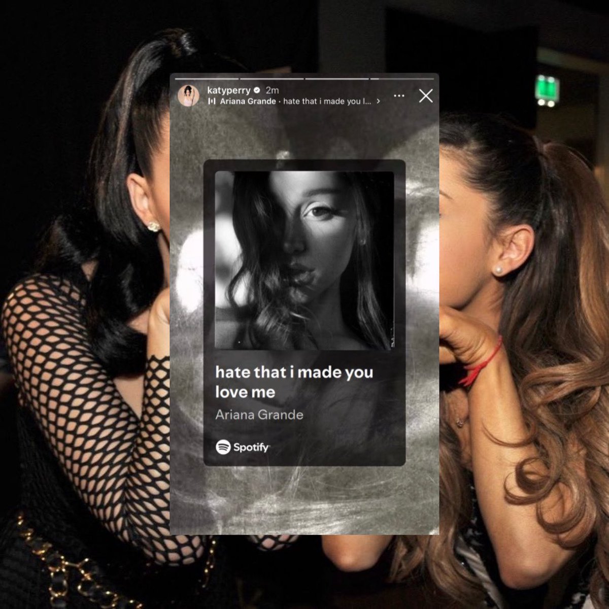 KatyActivity's tweet photo. Katy Perry shares an Instagram Story listening to Ariana Grande’s new single “hate that i made you love me”. https://t.co/rZ0bagsrTE