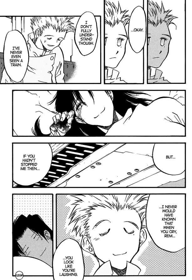 truthnjust's tweet photo. @M00nyIsExisting @museqmeg Not OP, but vol 7 shows young Vash being far more "stoic" than his brother. Knives expresses love and understanding for others, meanwhile Vash immediately reacts to the experiments on Tesla with hostility and hatred. If Rem didn't open up to him, he might have turned out worse. https://t.co/him50sTPWk