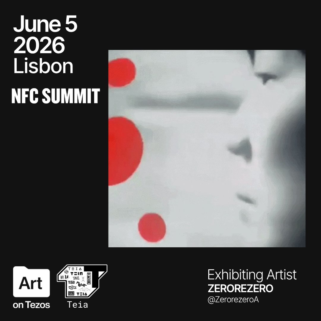TeiaCommunity's tweet photo. Pleased to present @ZerorezeroA as one of our curated artists for Teia’s Exhibition #CyclesNFCLisbon for the @artontezos_ Lisbon show June 5th! https://t.co/7F83XM2xuA