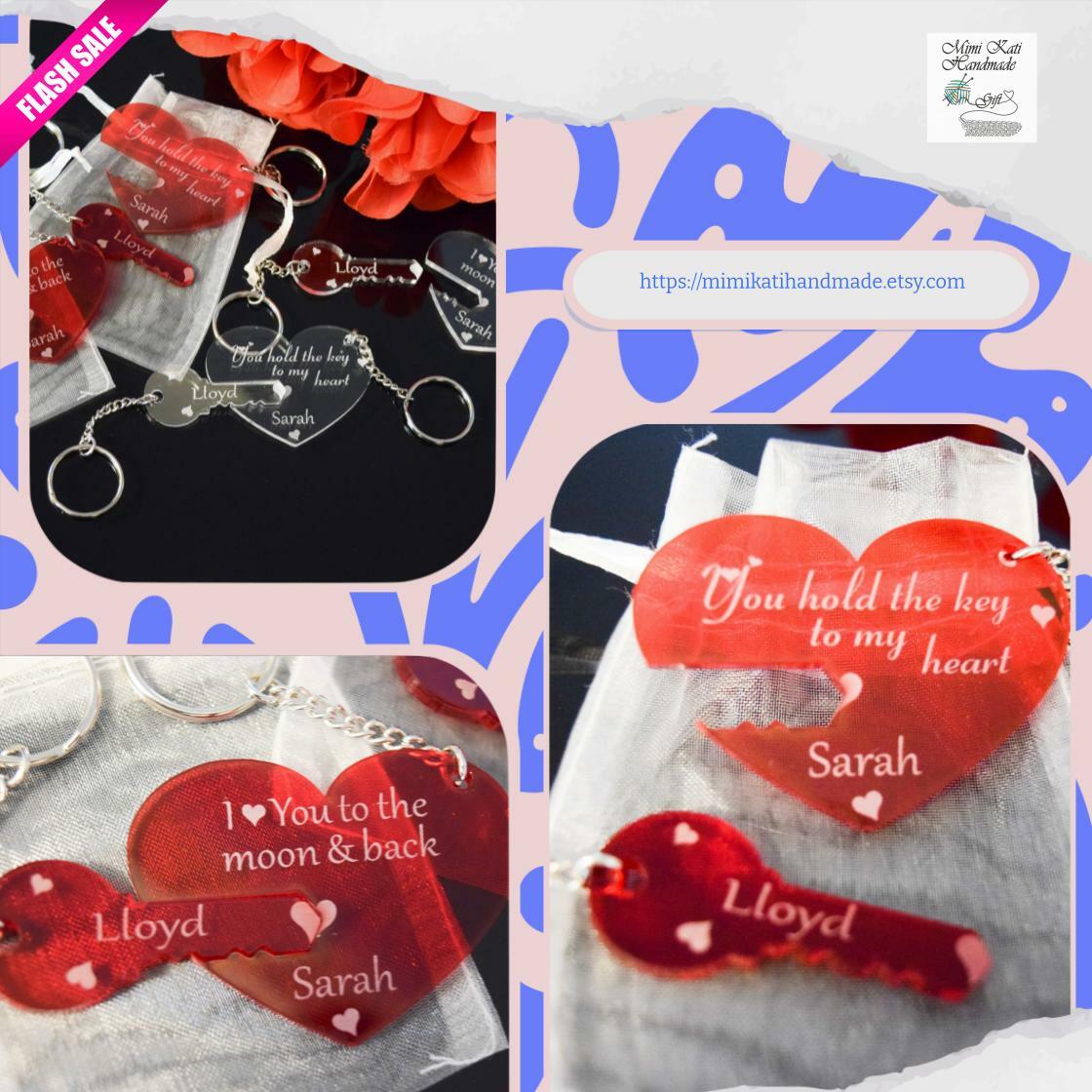 KatiHandmade's tweet photo. Unlock your love with our Personalised Heart &amp; Key Keyrings, a perfect engraved couple keychain set for just £7.51. Celebrate your bond today! #PersonalisedGifts #Keychains

Shop Now https://t.co/cDYgzDV9oL https://t.co/Vsmg9GJ83e