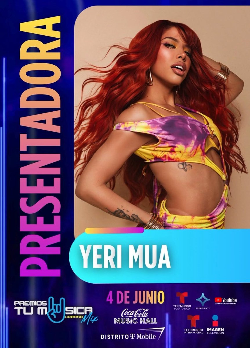 skapolinexss's tweet photo. .@YeriMua será presentadora de los “Premios Tu Música Urbano Mix 2026” el próximo 04 de Junio desde el Coca-Cola Music Hall, en San Juan, Puerto Rico. 🇵🇷 https://t.co/gKAiRIZL22