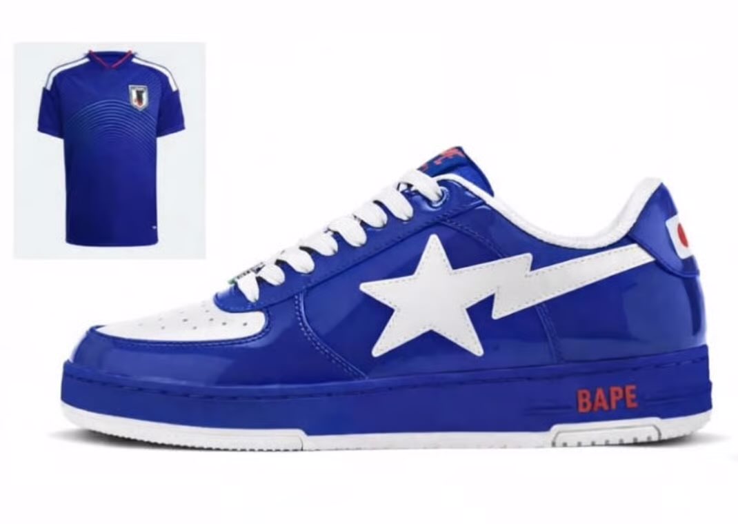 SoleRetriever's tweet photo. FIRST LOOK: KidSuper x BAPE STA World Cup “Japan” ⚽️ 🇯🇵

📷 @sneakerdenn https://t.co/6YPkQjr7y2
