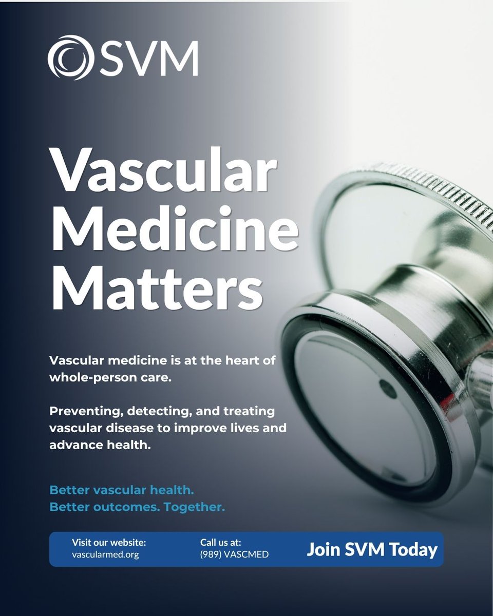 SVM_tweets's tweet photo. Vascular medicine sits at the center of systemic disease, impacting the heart, brain, and limbs.  

Early detection, risk modification, and coordinated care prevent heart attack, stroke, and limb loss.  

At SVM, a strong community drives that impact forward.   

Join today: https://t.co/pqaGE2Owif 

#VascularMedicine #SVM

@DKadiandodov @EstherSHKimMD @sthomas013s