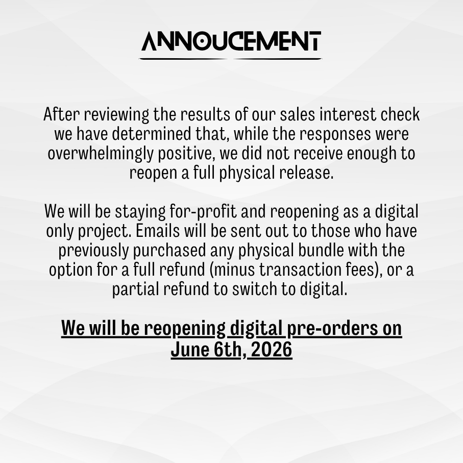 Lockdown_zine's tweet photo. 🚨 IMPORTANT ANNOUNCEMENT🚨 

After reviewing the results we have determined that, while the responses were overwhelmingly positive, we did not receive enough to reopen a full physical release. 

Please see image below for more details https://t.co/Gt8zmjeQIg