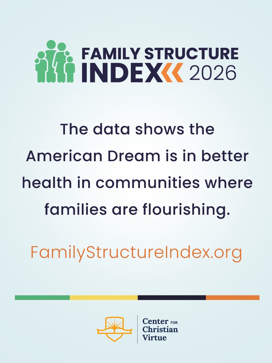 CCVPolicy's tweet photo. Many Americans are asking a difficult question: Will the next generation have a better life than we did?

The 2026 Family Structure Index highlights growing concerns about declining homeownership, workforce participation, and economic opportunity. But the data also points to an important reality: communities with strong, stable families are better positioned to thrive.

If we want to restore confidence in the future and strengthen the American Dream, we cannot ignore the role of family formation and stability.

Learn more at https://t.co/Wa2IngLCrC.