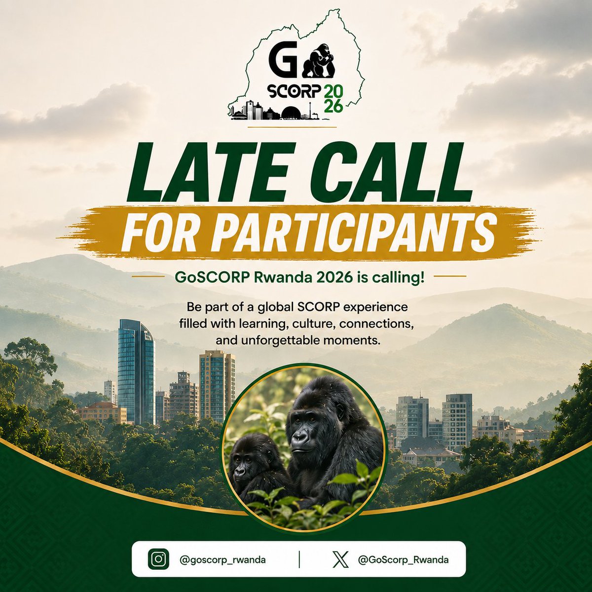 GoScorp_Rwanda's tweet photo. 🚨 LATE CALL OPEN 🚨
GoSCORP Rwanda 2026 is still accepting participants! 🇷🇼✨
Join an incredible global experience full of learning, culture, connections, and unforgettable memories.
⏳ Don’t miss your chance — apply now!
#GoSCORP2026 #SCORP #IFMSA #Rwanda https://t.co/Ik3t6CWZLe