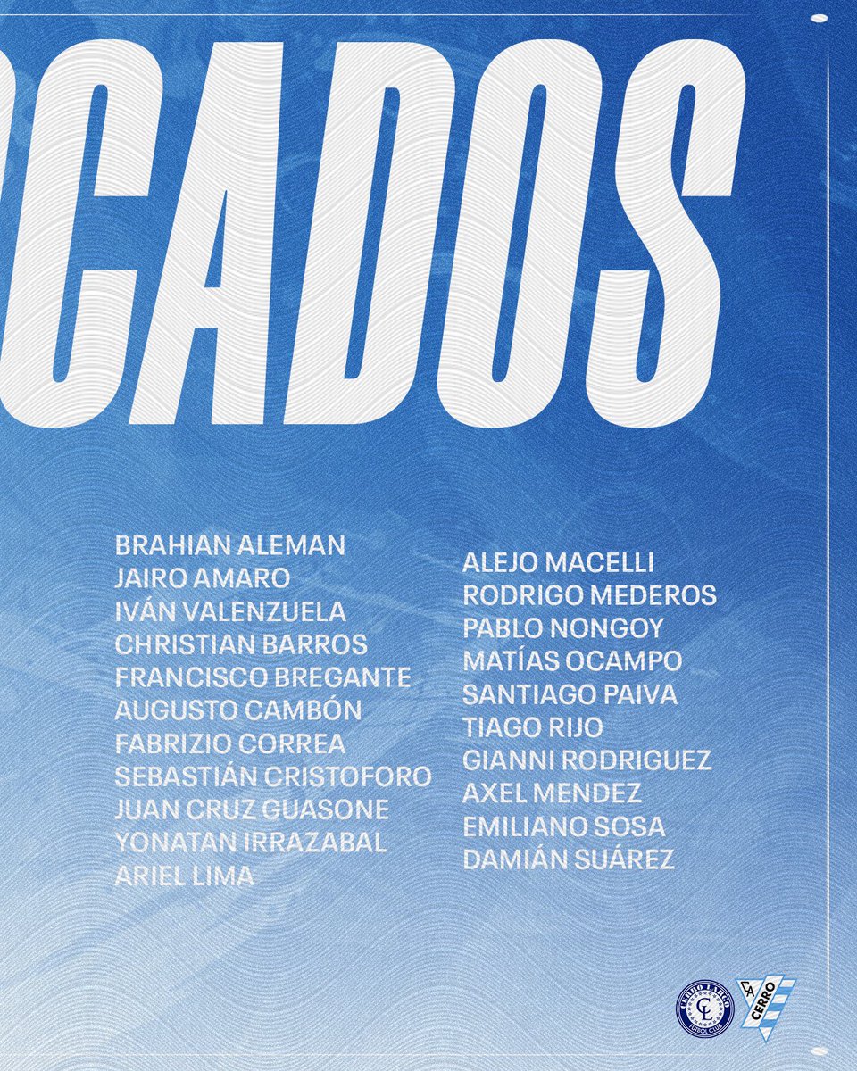 CACerro_oficial's tweet photo. 📋Los convocados para enfrentar a Cerro Largo en el Ubilla. 

#somoselbarrio | #identidadcerro https://t.co/aTOEVqzzZv