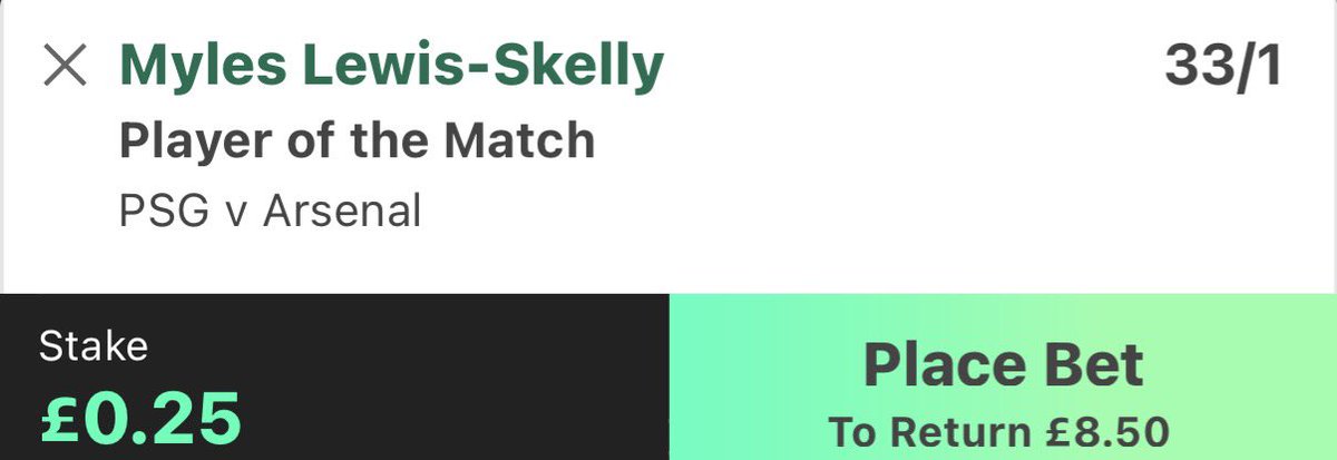 TGFootballTips's tweet photo. 0.25U - Bet365 

If Lewis-Skelly starts tomorrow, this looks a very big price.

He has impressed in midfield lately and has previously shined in pressured situations. For example, he got man of the match on his England debut last season. https://t.co/1RCFBgzBZy