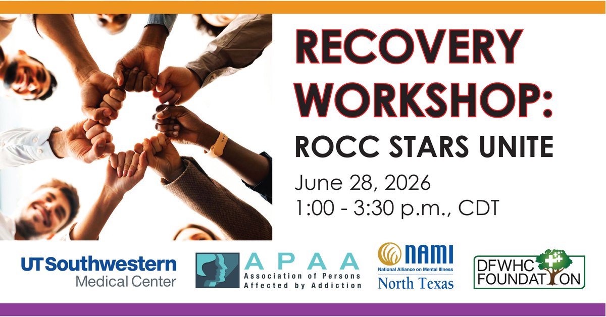 DFWHCF's tweet photo. Virtual “Mental Health Recovery Workshop” is one month away! #addictionawareness #mentalhealth #communityhealth 
https://t.co/Jjb8hXh5eo https://t.co/zqJerl0oFq