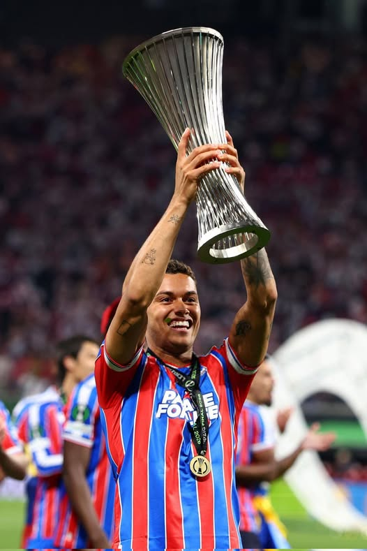 GaryRWard's tweet photo. Champions League trophy away to complete the European hat-trick.

Congratulations to Brennan Johnson on winning the UEFA Conference League with Crystal Palace! 

#THFC #COYS #SPURS #TOTTENHAM https://t.co/9lB4aAKRjf