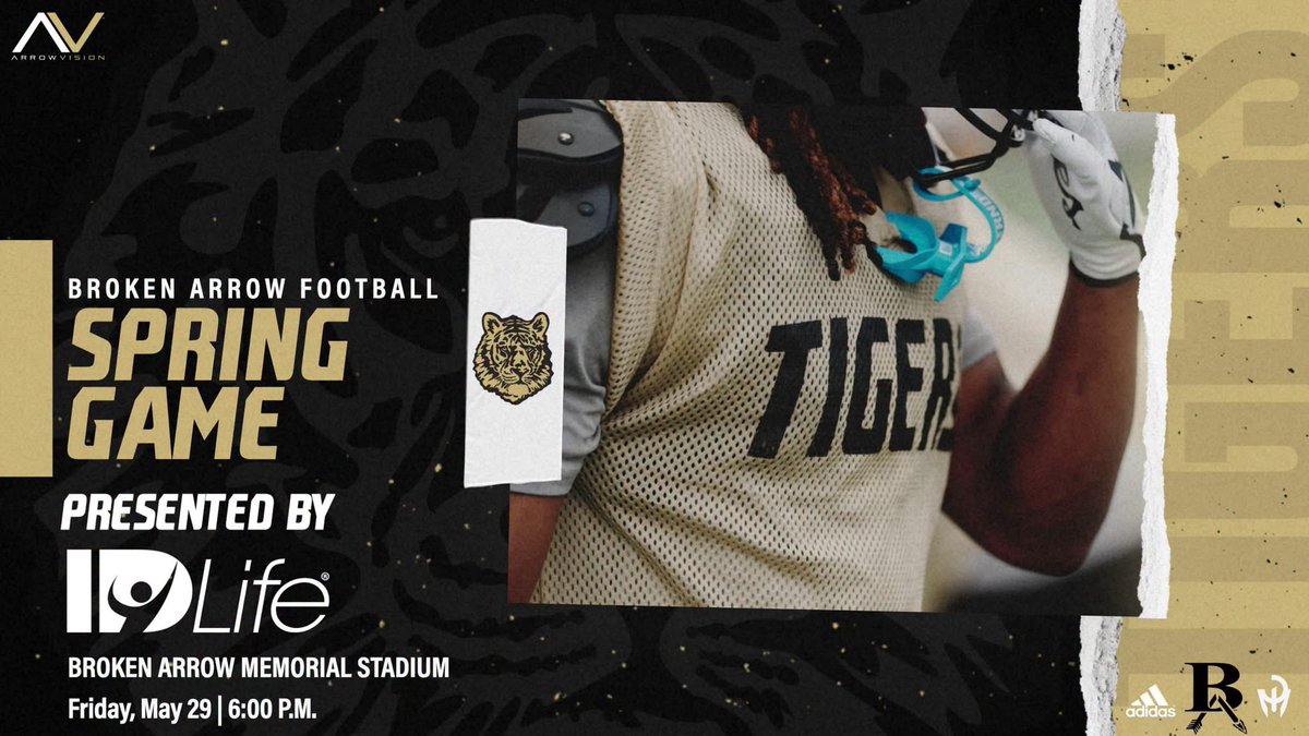 BrokenArrowFTBL's tweet photo. 🏈 Spring Game Tonight! 
🗓️ Friday, May 29 - 5:30 P.M. parent meeting before game.
🕥 Game Time 6:30 P.M.
📺 @ArrowVisionBA pre-game show and live stream - 6:00 P.M.
🔗 https://t.co/mrQ8hFVlwJ
🎟️ Entry: Donate a case of water https://t.co/7zbOzMVEtF