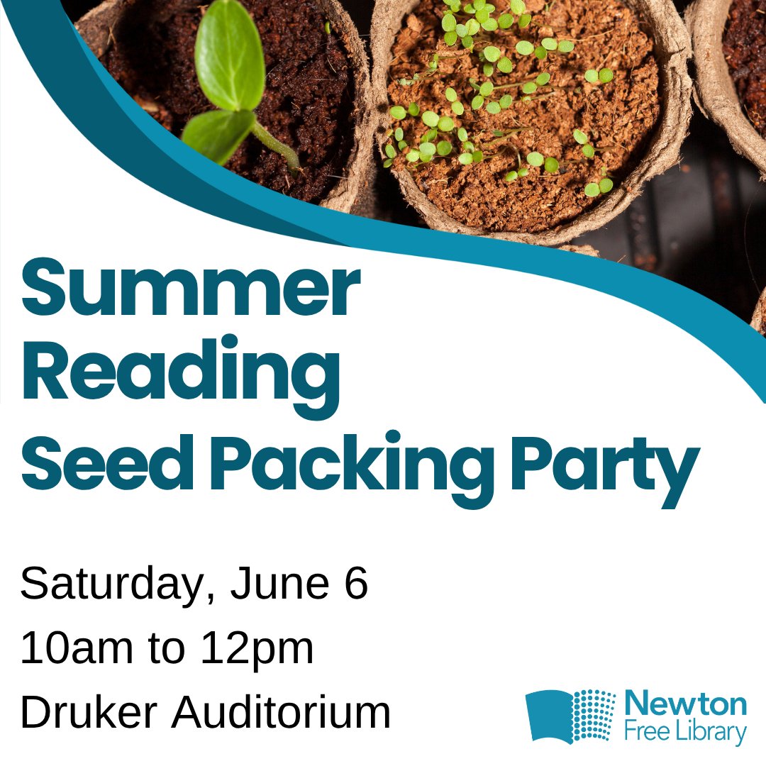 NewtonFreeLib's tweet photo. Join the Newton Free Library for a Seed Packing Party! Help us prepare packets of flower seeds to add to our Seed Library, and receive an additional raffle entry that can be used in our summer reading raffle for adults.
https://t.co/A8wkMvAqhv https://t.co/ohwUxVe04W
