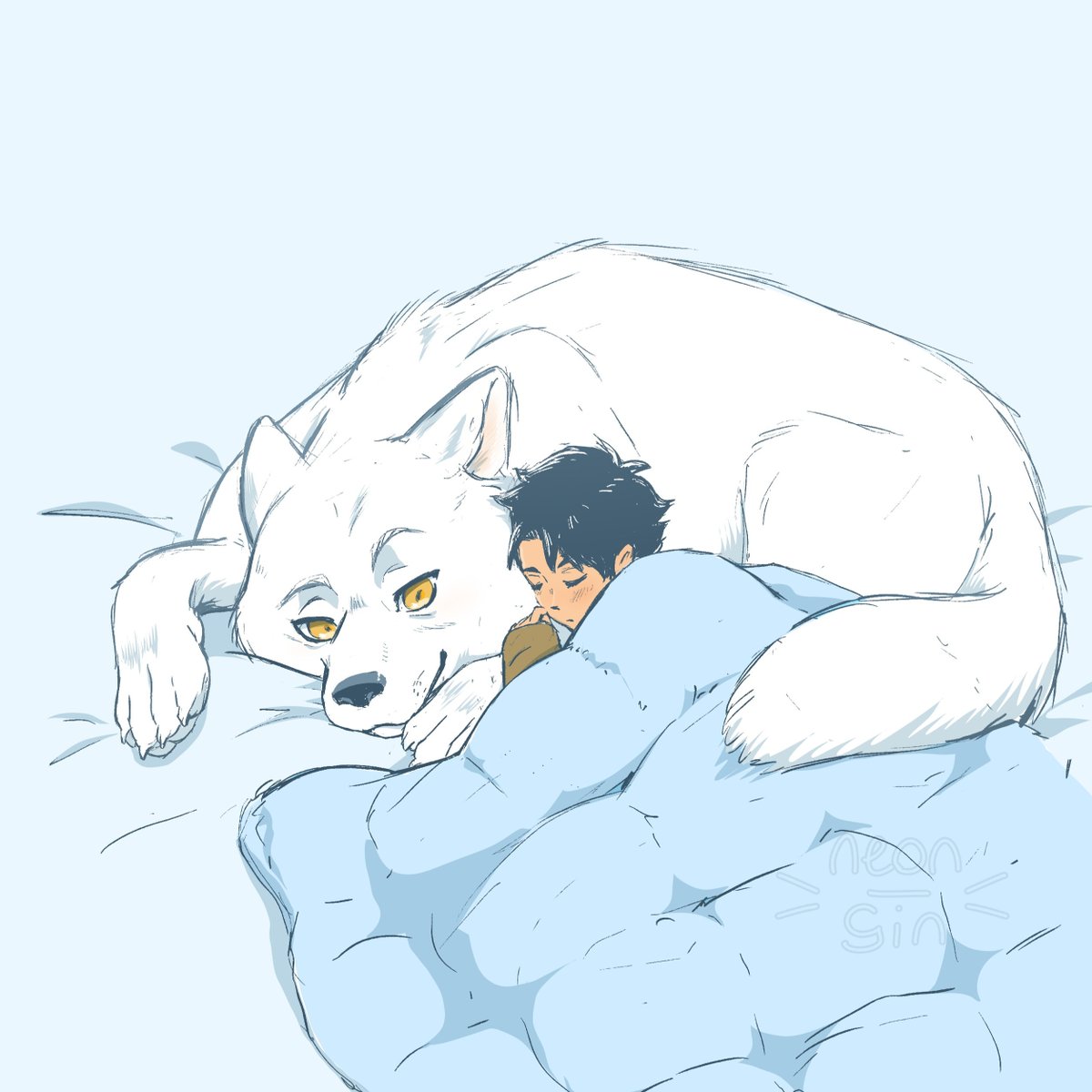 Neon_Gin's tweet photo. Wolf Bo nursing (his) Akaashi~ 💖  
#bokuaka https://t.co/QR9XsnWqrW