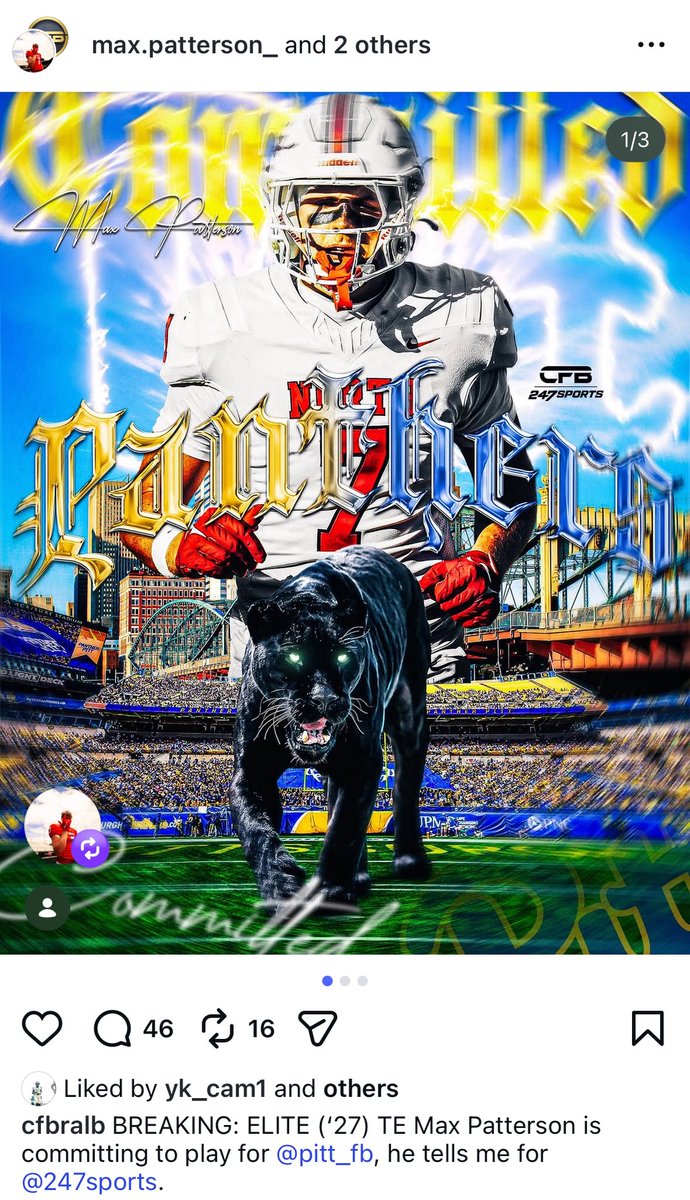 NateBreisinger's tweet photo. Pitt adds a big-time commitment from tight end Max Patterson out of Georgia.

4⭐️ prospect and the No. 22 TE in the cycle, per the Rivals Industry Ranking. https://t.co/TS3I8hcLS9