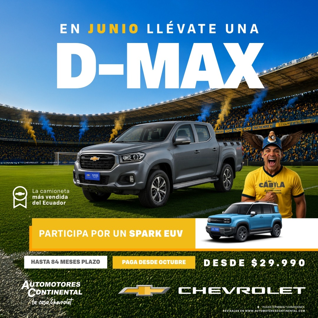 AutoconsaEc's tweet photo. La camioneta más vendida del Ecuador está lista para acompañarte en cada desafío.
🚙 Este junio llévate una D-MAX, paga desde octubre y participa por un Spark EUV.
¡Tu próxima aventura comienza aquí!