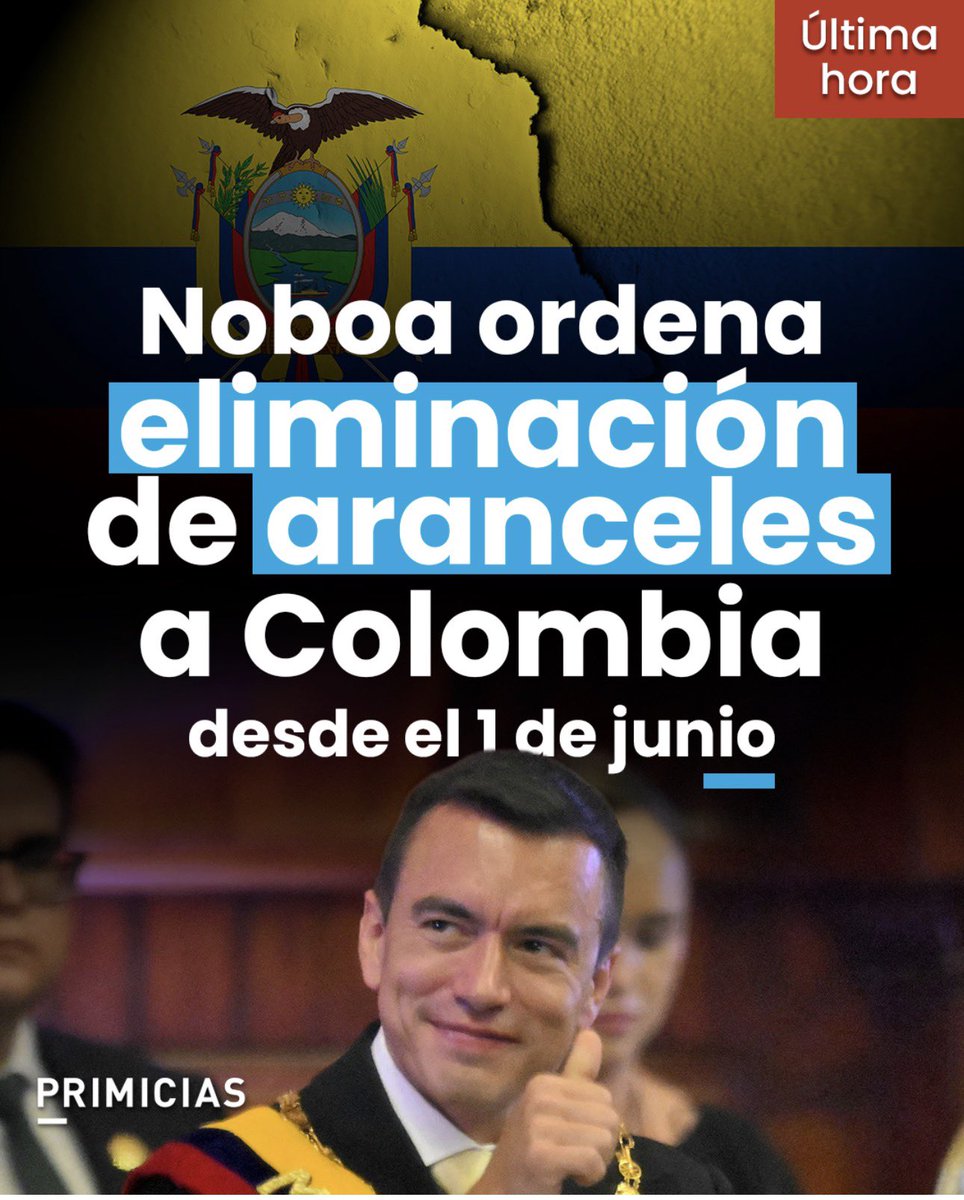 DrJulioCueva's tweet photo. Me parece muy bien que se eliminen los aranceles y que se normalice el comercio entre Ecuador y Colombia. Lo que también hay que decir es que esos aranceles jamás debieron imponerse.

Si hoy van a desaparecer por una simple conversación entre el Presidente de Ecuador y un candidato colombiano que ni siquiera ha sido electo en primera vuelta, entonces queda claro que no respondían a una verdadera necesidad de seguridad nacional, sino a la política regional y a las diferencias ideológicas del momento.

Mientras los gobiernos juegan ajedrez político, miles de comerciantes, transportistas, productores y familias a ambos lados de la frontera pagan las consecuencias de decisiones improvisadas.

La integración, el comercio y el trabajo de la gente no pueden depender del humor político de los gobernantes de turno. Los perjudicados también merecen consideración, respeto y, sobre todo, estabilidad en las reglas del juego.
