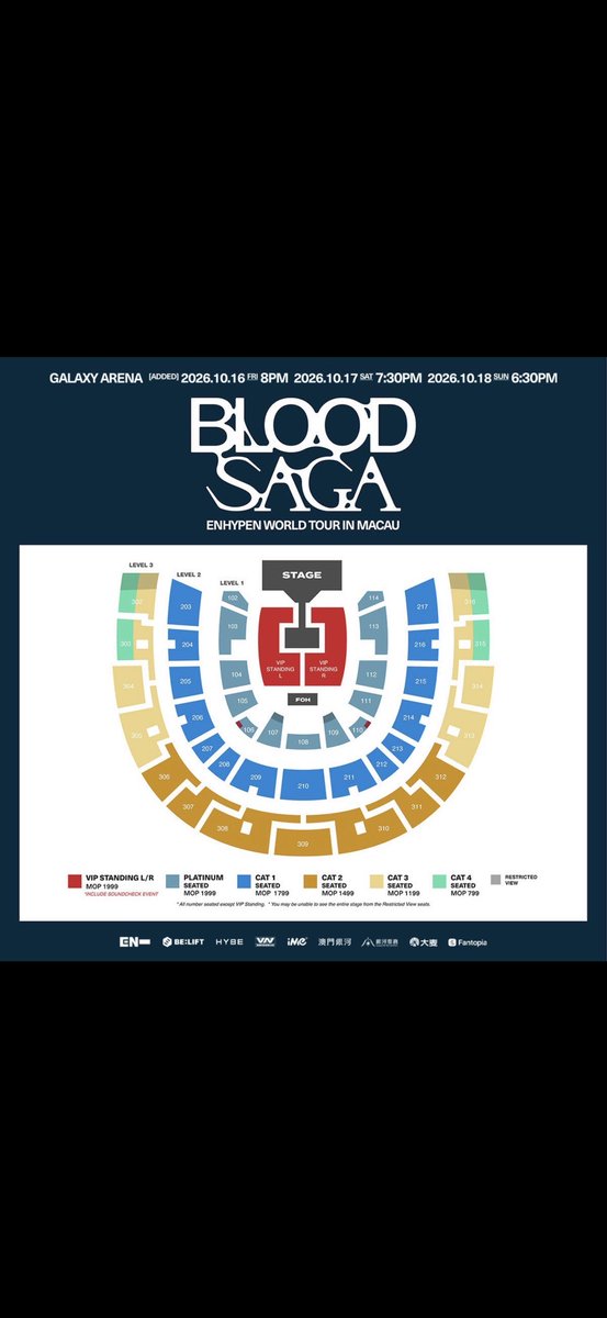 ENHYPEN WORLD TOUR 'BLOOD SAGA' IN MACAU マカオコンサート 日時 10