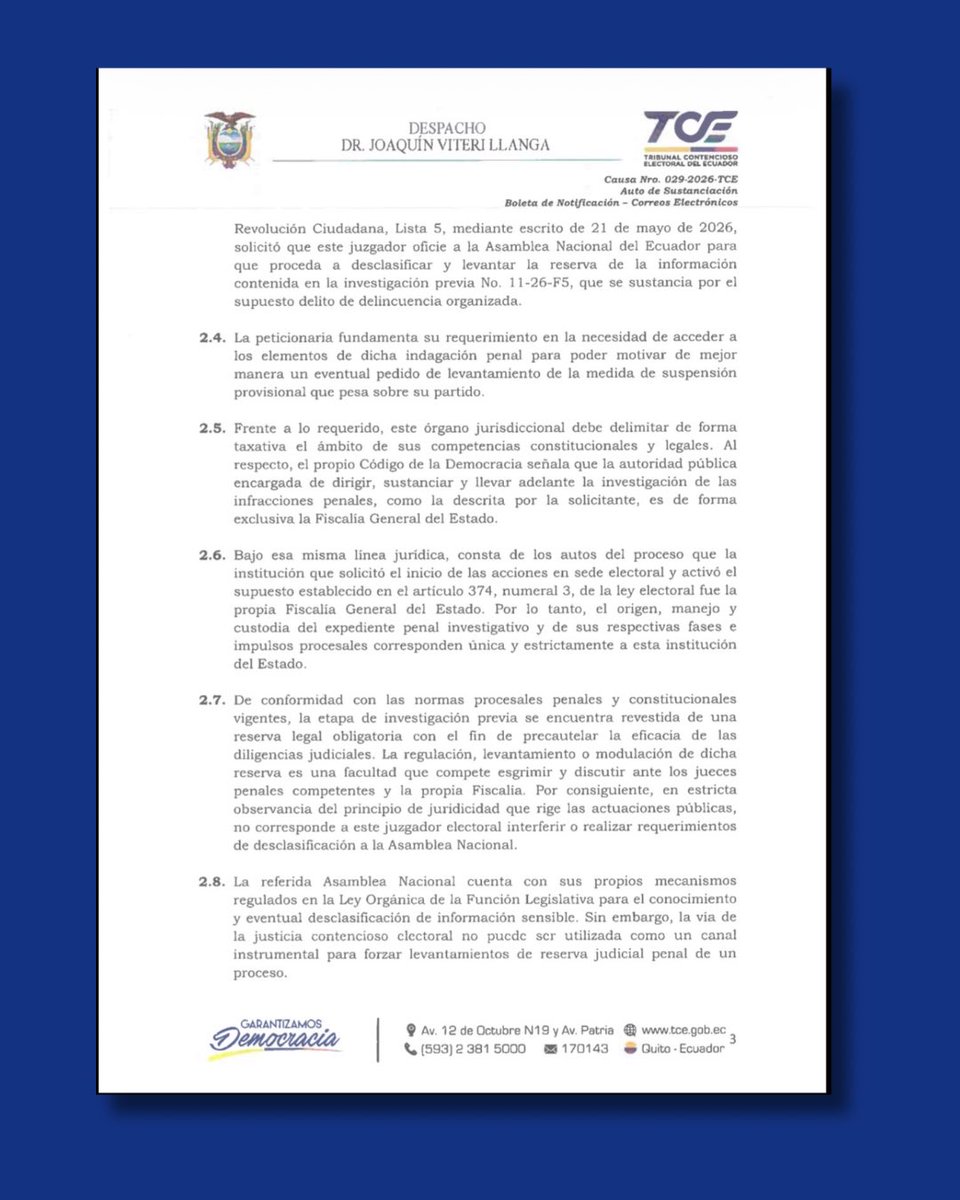 GabrielaEsPais's tweet photo. El juez Viteri en su necedad, y cumpliendo órdenes de Daniel Noboa Azin, NIEGA el levantamiento de reserva de la información contenida en el caso "Caja chica", niega el derecho que tenemos de conocer el porqué de la suspensión de la RC5, meses después seguimos en indefensión. 

Cómo Presidenta de nuestro movimiento pido a mi @BancadaRC5  qué, ante esta negativa lleven al pleno de la Asamblea Nacional la exigencia de levantamiento de reserva a la información. El pueblo debe conocer el mamotreto judicial montado para proscribir a la principal fuerza política del Ecuador.

#EcuadorEnDictadura