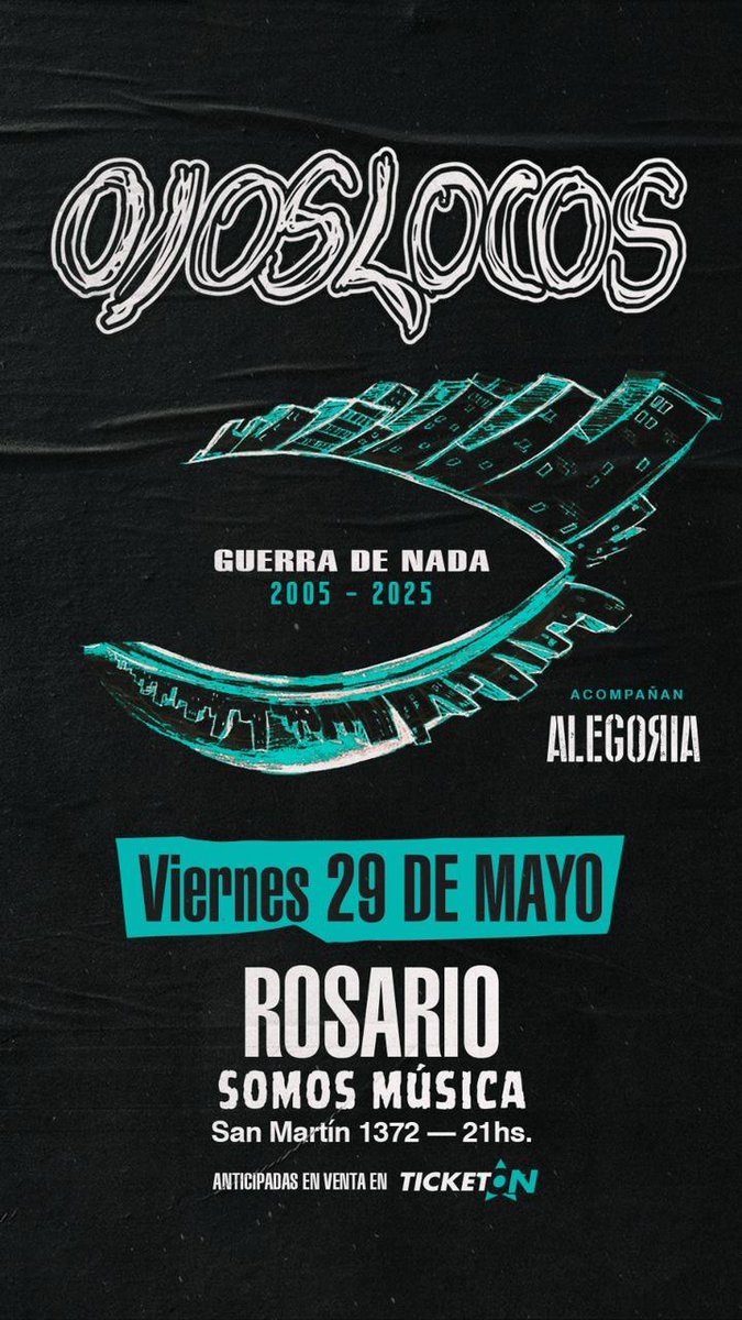 TICKETONeventos's tweet photo. 23hs en #SomosMusica
@OjoslocosOf + #Alegoría 
Los esperamos!! https://t.co/nAZTbGmzhm