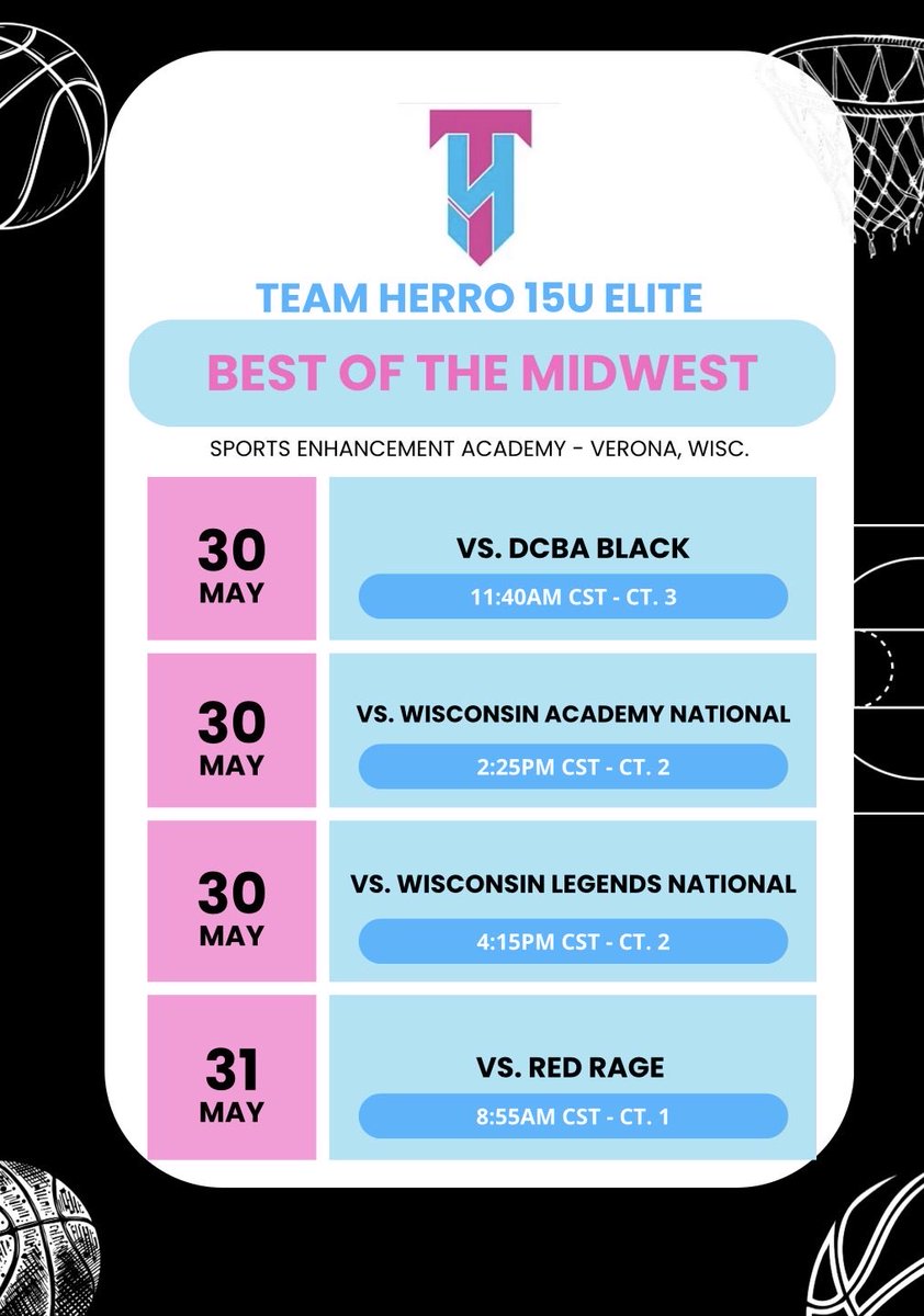 colingreve2029's tweet photo. Headed to @SEAFacilities to play in the Best of the Midwest tournament this weekend. Looking to finish the spring part of the AAU season strong with my @team_herro teammates! https://t.co/pVU2JX4Sd1