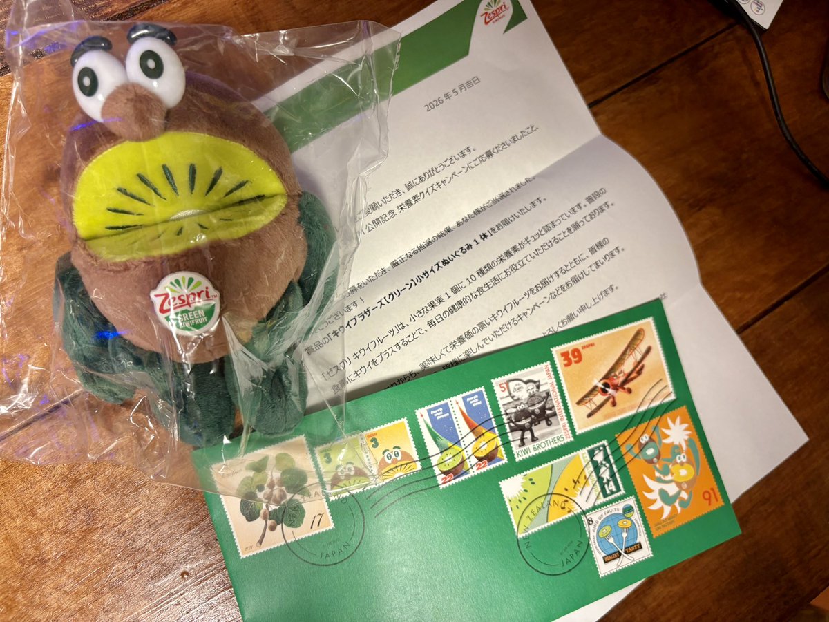 当選したゼスプリさんのキウイブラザーズぬいぐるみが届いたぞおおおお 