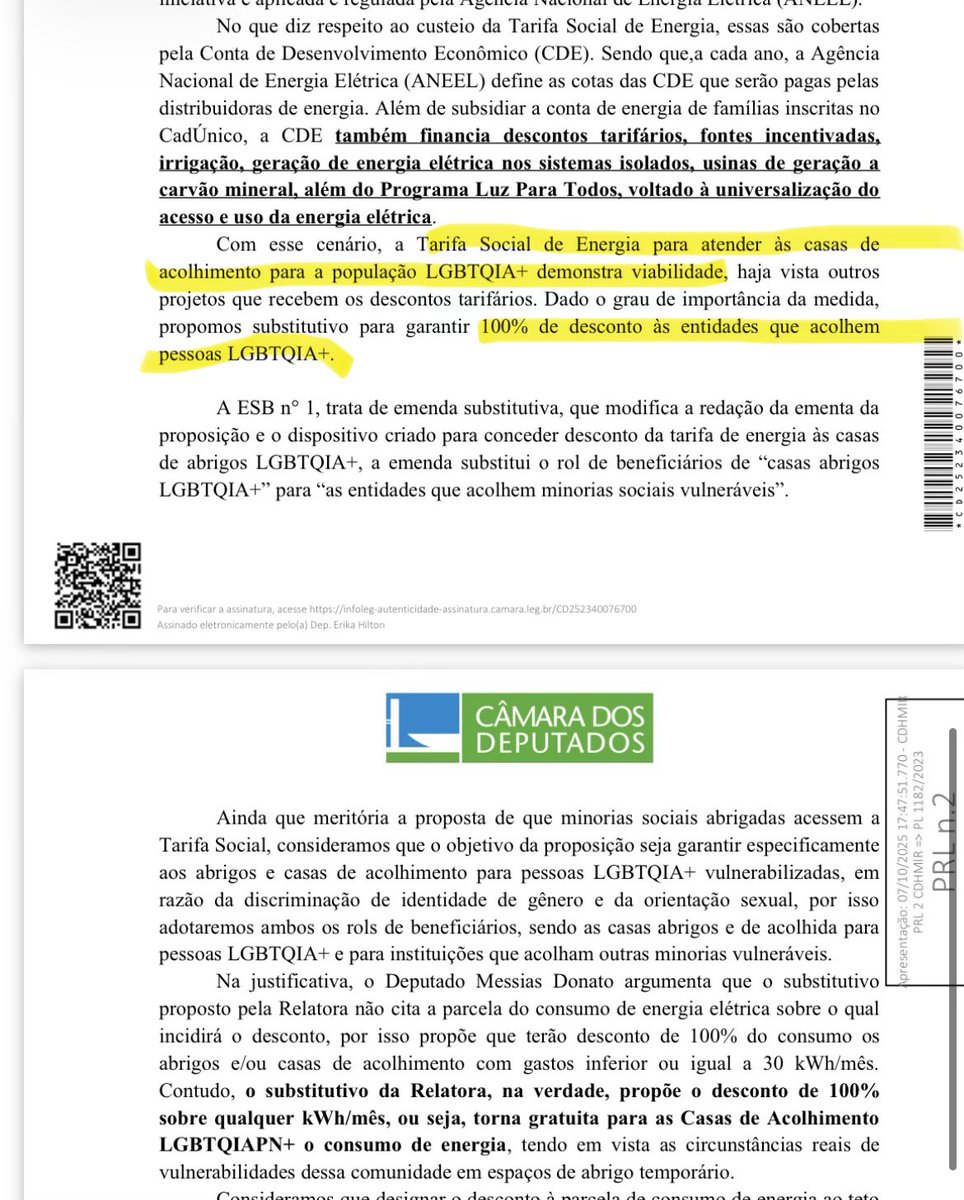 AnaliseEnergia's tweet photo. Energia elétrica grátis para casas de acolhimento LGBTQIA+?
A comissão de Direitos Humanos e Minorias da Câmara aprovou ontem um projeto sob relatoria de Erika Hilton que propõe esse novo subsídio.
Custo do benefício seria bancado pelos demais consumidores via encargo na conta de luz, a CDE.
Uma emenda sugeriu estender o subsídio para entidades que acolhem todas "minorias sociais vulneráveis", mas relatora não concordou. 
Projeto original era isentar consumo até 30 kilowatts-hora/mês, mas Hilton decidiu por isenção de 100% independente da demanda. 
Segundo a deputada, como os encargos na conta de luz já subsidiam programas como a tarifa social, o Luz Para Todos, irrigação tural e fontes renováveis, isso "demonstra viabilidade" em estender a tarifa social para os abrigos LGBTQIA+.
Projeto ainda vai passar pelas comissões de Minas e Energia; Finanças e Tributação; e Constituição e Justiça e de Cidadania.