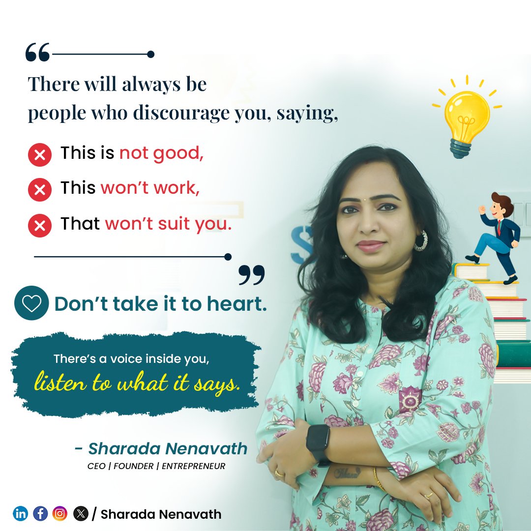 sharadanenavath's tweet photo. People will doubt your decisions before they understand your vision.

I’ve learned that leadership becomes easier when you stop seeking approval from everyone around you.

Trust your direction anyway.

#SharadaNenavath #Leadership #Founder #CEO https://t.co/t7W3gOdfy2