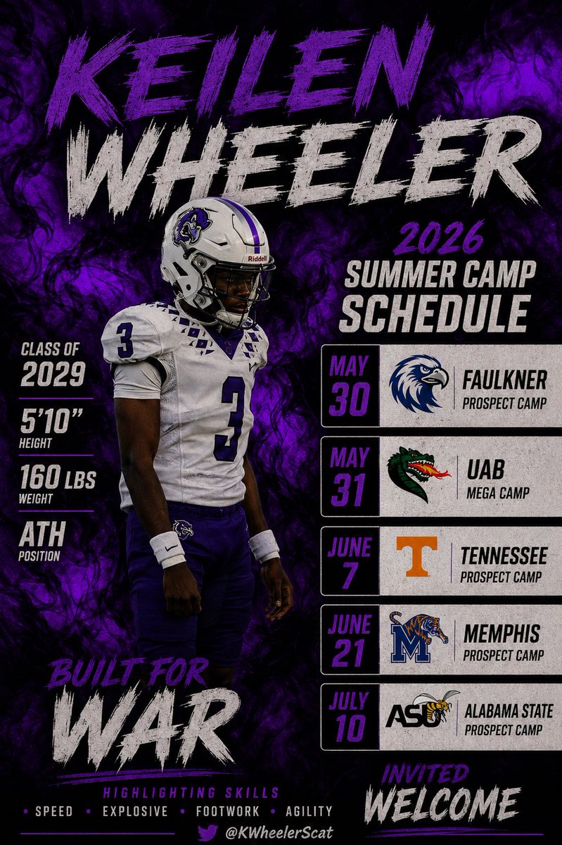 KWheelerScat's tweet photo. These are the camps I will be attending this summer.@MDFNATION @AHParkerFootba1 https://t.co/c8arAJQPq9