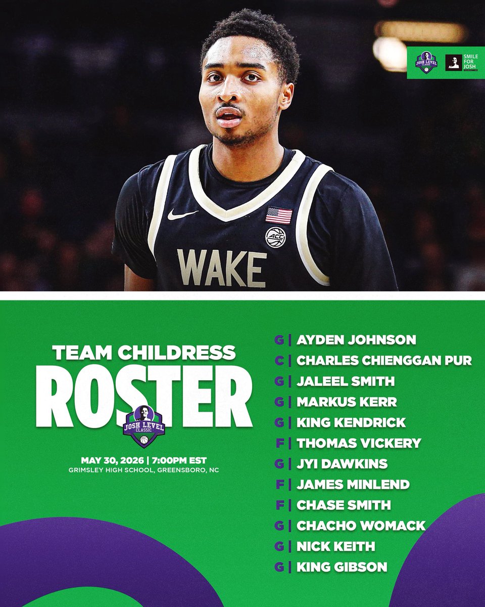 TheJLClassic's tweet photo. Your 2026 Josh Level Classic Rosters!

Who yall got, Team Giles or Team Childress? 🔥👀🔥

Catch the action 7pm TOMORROW May 30th at Grimsley High School! https://t.co/hkvltgOgzM