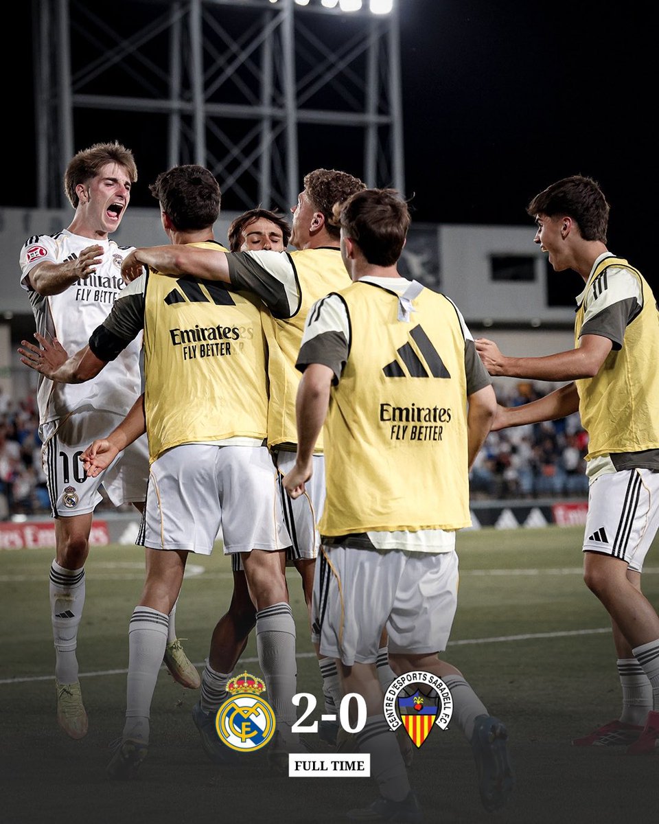 FabricaMadrid's tweet photo. FT: Castilla 2-0 Sabadell

⚽️ 71’ Pol Fortuny
⚽️ 79’ César Palacios

Castilla secured a 2–0 win over Sabadell in the first leg of the promotion play-off semi-finals. Julián López de Lerma’s side were the better team for most of the match and take a strong advantage into the second leg, which will be played on Friday 5 June at 9pm CEST.

¡VAMOOOS, EQUIPO! 💪🏾🤍

📸 @lafabricacrm